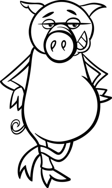 可笑的小猪卡通着色页 — 图库矢量图片