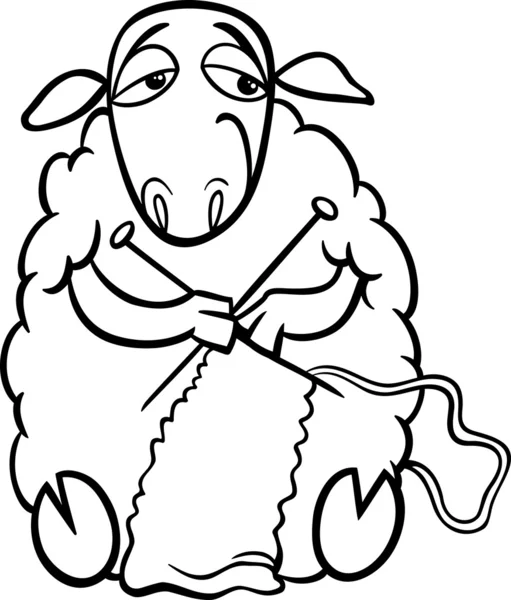 Tejer ovejas para colorear página — Archivo Imágenes Vectoriales