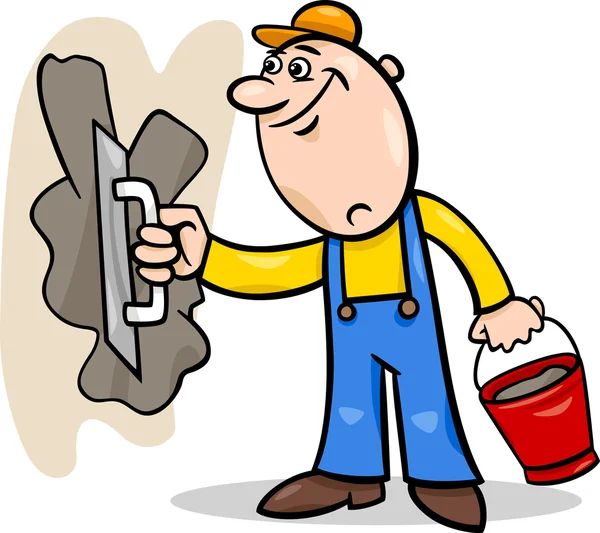 Worker with plaster cartoon illustration — Stock Vector