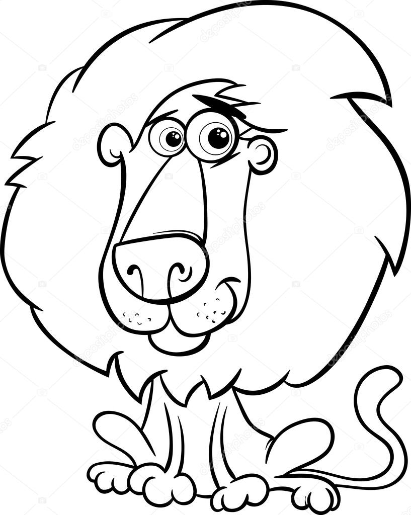 Coloriage de Lion dessin animé — Image vectorielle