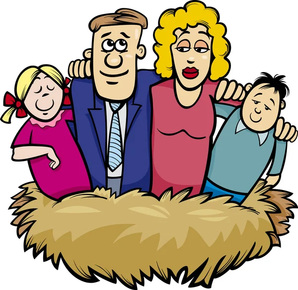 Familie nest cartoon afbeelding — Stockvector