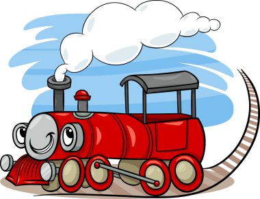 karikatür lokomotif veya motor karakteri