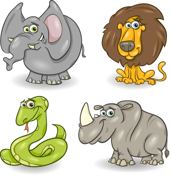 Lindos animales salvajes conjunto — Vector de stock