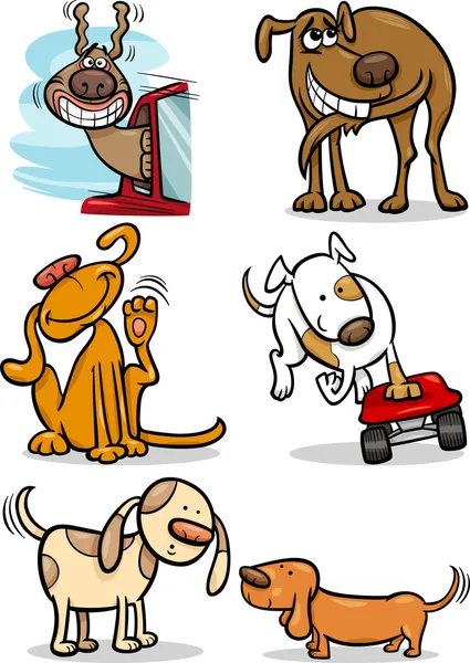 Cartoon cute dogs set — Stock Vector