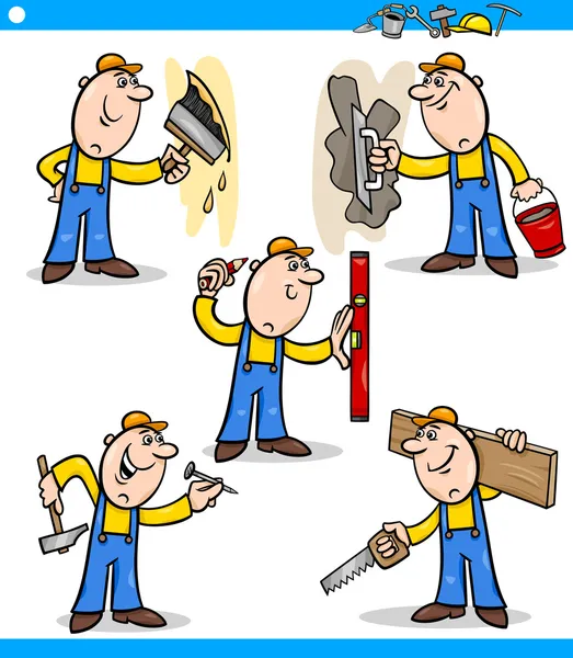 Manual workers or workmen characters set — Stock Vector