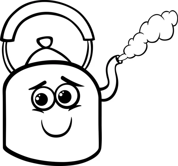 Kettle and steam coloring page — Stock Vector