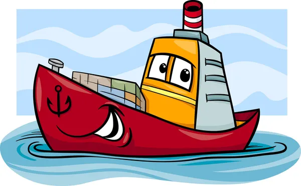 Konteyner gemisi karikatür çizimi — Stok Vektör
