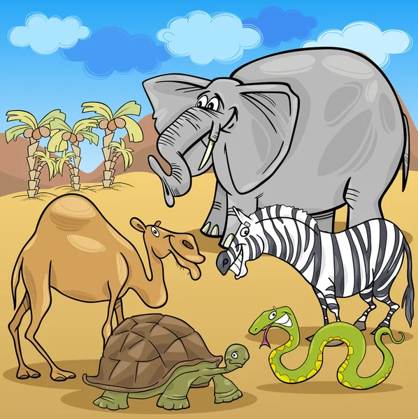 Afrika safari hayvanlar illüstrasyon karikatür — Stok Vektör