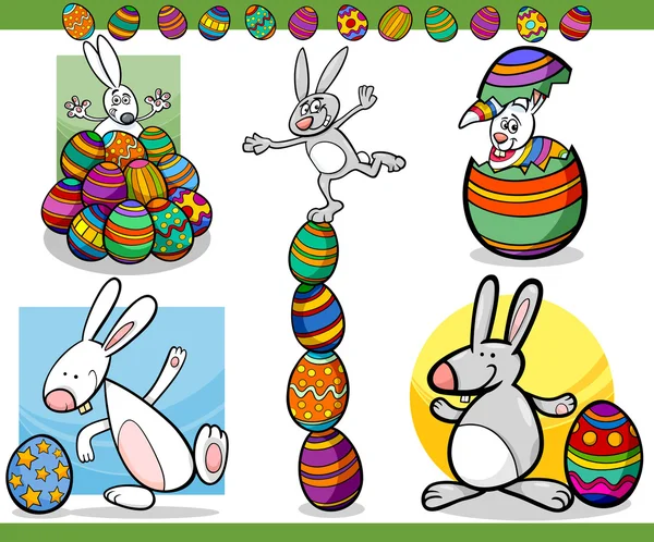 Pascua temas conjunto ilustración de dibujos animados — Archivo Imágenes Vectoriales