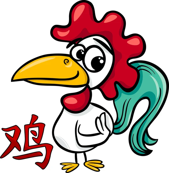 Coq signe horoscope zodiaque chinois — Image vectorielle