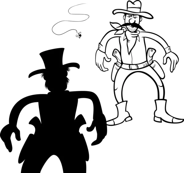 Pistoleros duelo ilustración de dibujos animados — Archivo Imágenes Vectoriales
