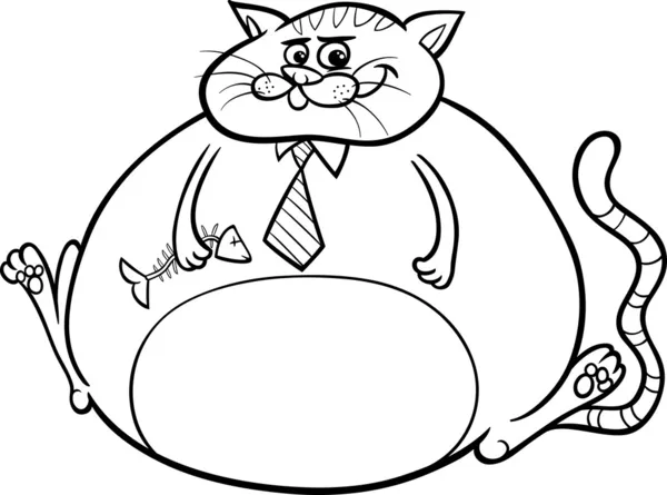 살 찐 고양이 만화 삽화를 말하는 — 스톡 벡터
