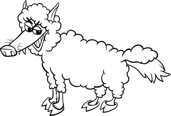 Wolf in sheeps clothing coloring page — Stock Vector