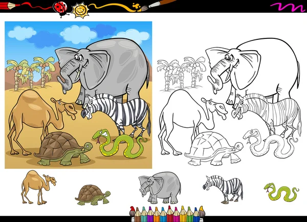 Safari animales para colorear conjunto de página — Vector de stock