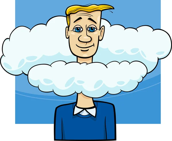 Head in the clouds saying cartoon — Stock Vector