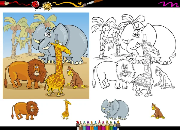 Animaux africains coloriage ensemble — Image vectorielle