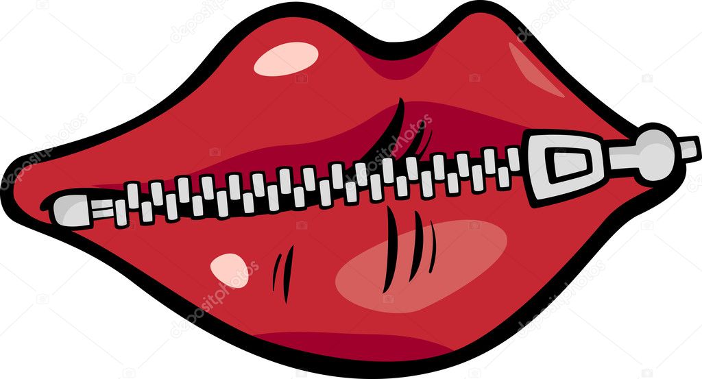 Zipped lips cartoon illustration Stock Illustration by ©izakowski 42010807