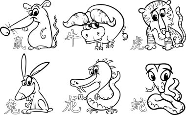 Chinese zodiac horoscope signs vector