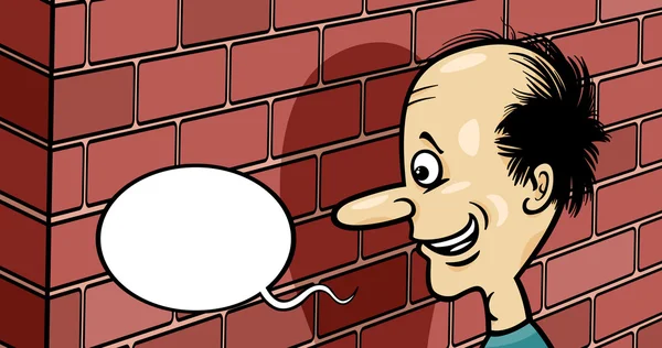 Im Gespräch mit einer Ziegelwand-Karikatur — Stockvektor