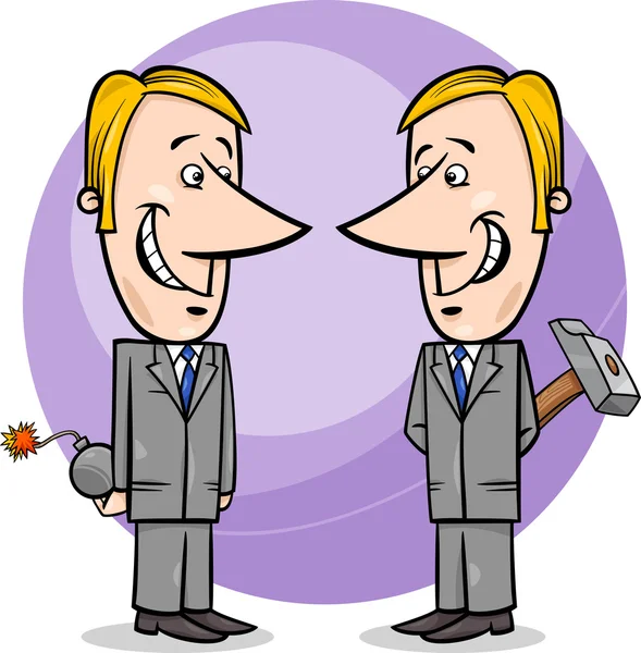 Two false businessmen cartoon — Stock Vector