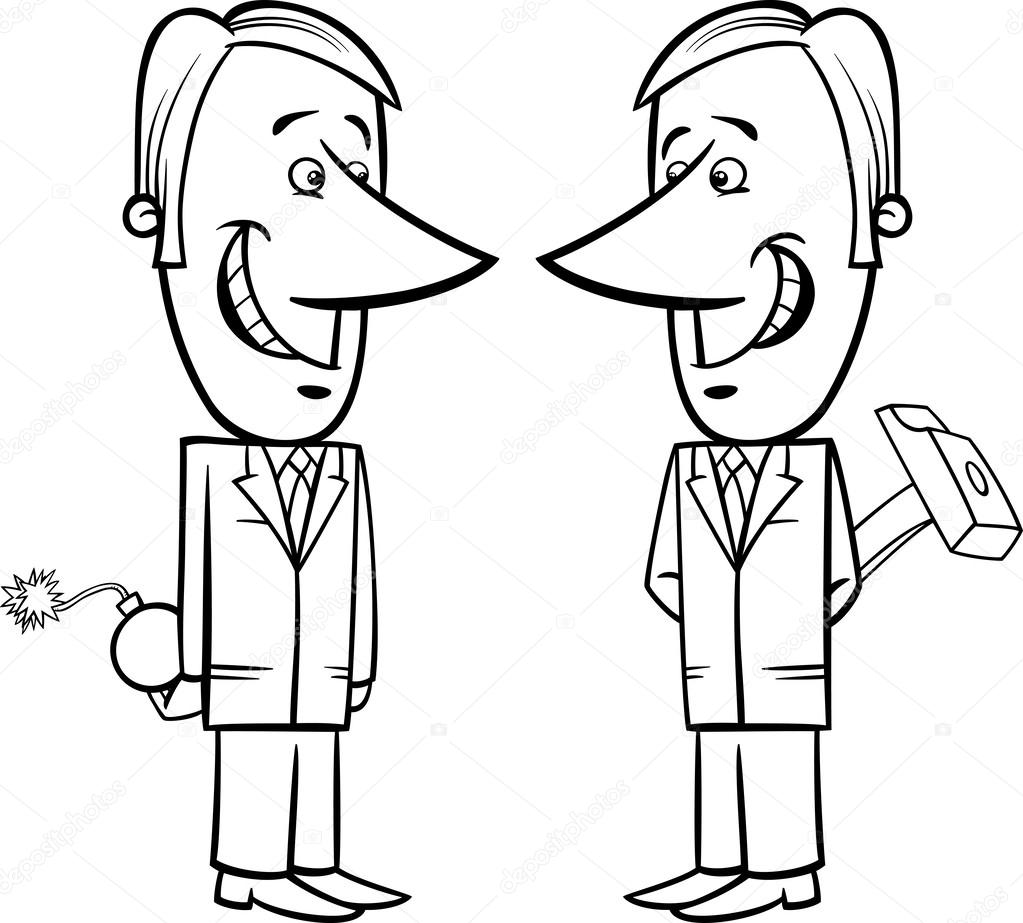 two false businessmen cartoon