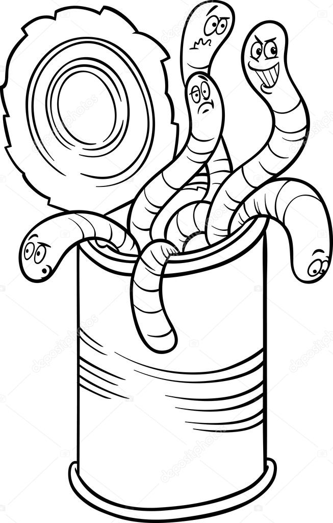 Lata de gusanos diciendo dibujos animados vector, gráfico vectorial