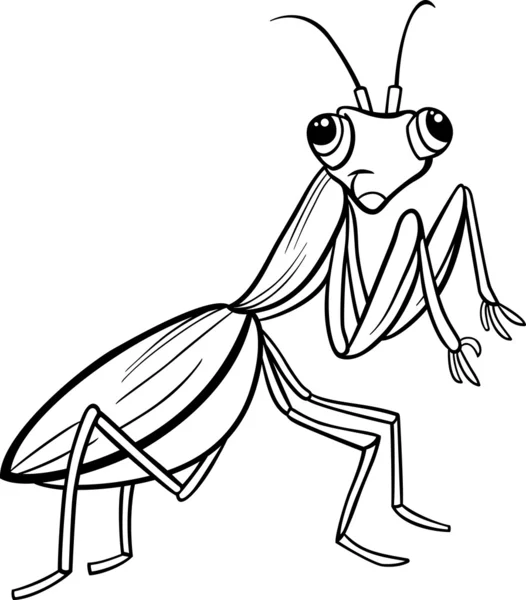 Página de coloração de desenhos animados de insetos mantis — Vetor de Stock