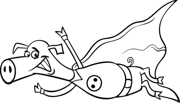 Página de dibujos animados super cerdo para colorear — Archivo Imágenes Vectoriales