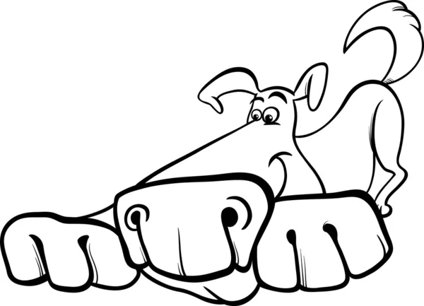 Funny dog cartoon coloring page — Stock Vector