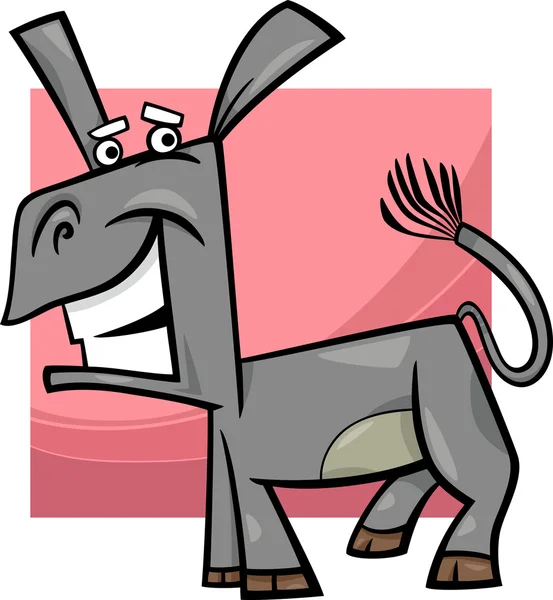 Burro divertido ilustración de dibujos animados — Vector de stock