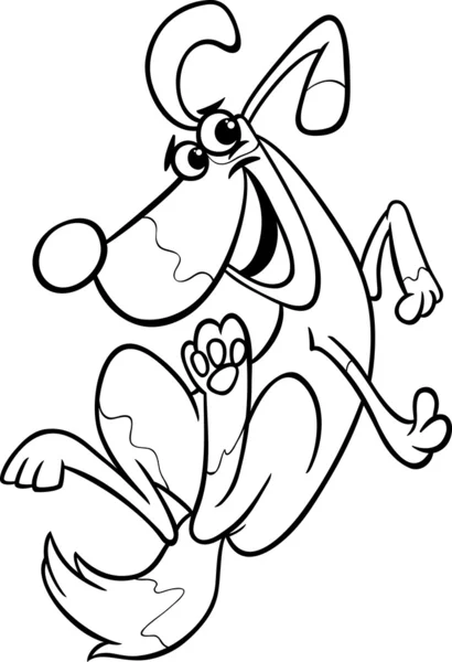 Grappige hond cartoon kleurplaat — Stockvector