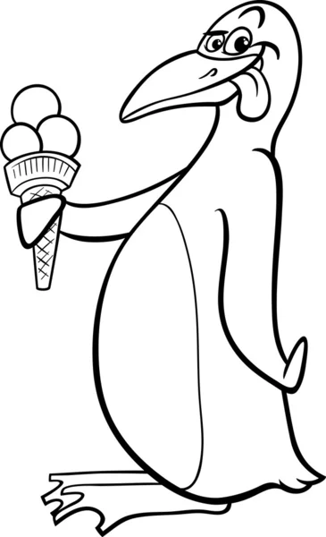 Pingüino con helado para colorear página — Archivo Imágenes Vectoriales