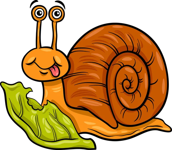 Snail and lettuce cartoon illustration — Stock Vector