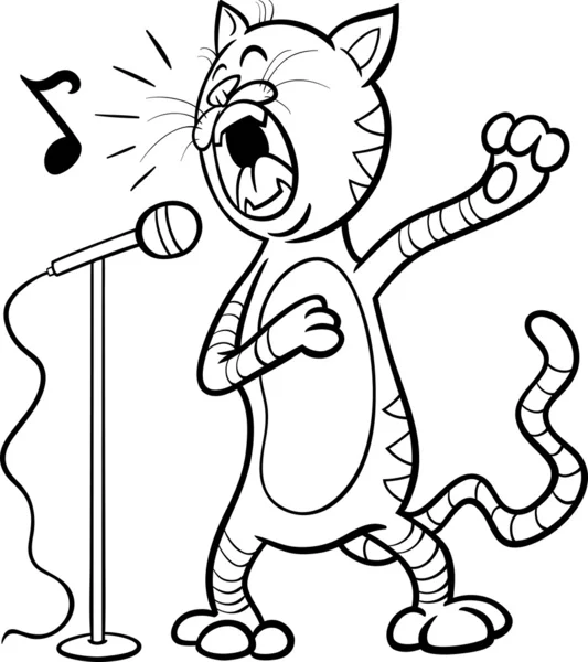 猫の漫画のページを着色歌っています。 — ストックベクタ