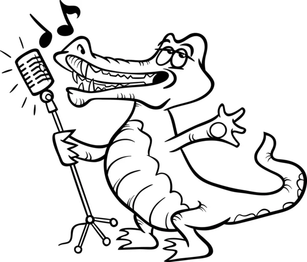 Zpívající krokodýl zbarvení stránky — Stockový vektor
