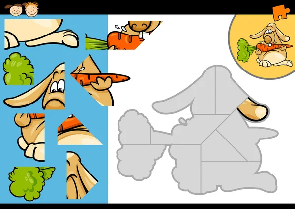 Karikatür tavşan jigsaw puzzle oyunu — Stok Vektör
