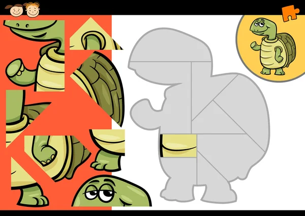 Rompecabezas de tortuga de dibujos animados juego — Vector de stock