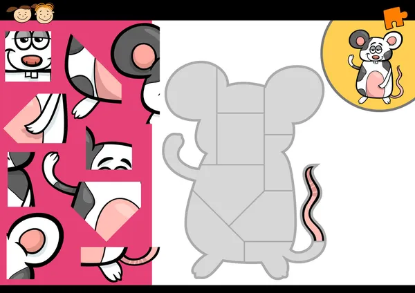 Permainan teka-teki kartun mouse jigsaw - Stok Vektor