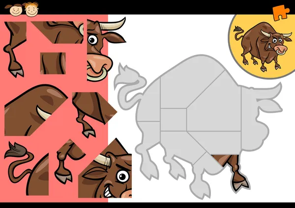 Cartoon-Stier-Puzzle Spiel — Stockvektor