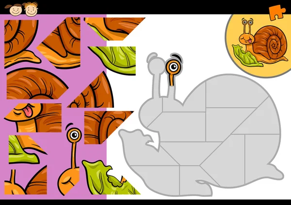 漫画カタツムリのジグソー パズル ゲーム — ストックベクタ