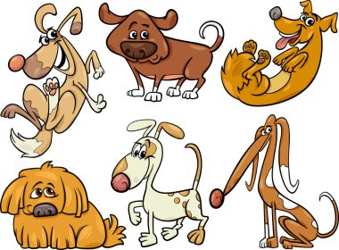 karikatür çizimi sevimli köpekleri saldı