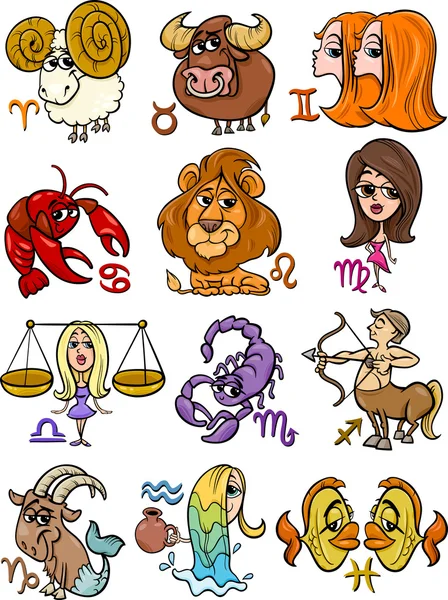 Horóscopo conjunto de signos del zodiaco — Vector de stock