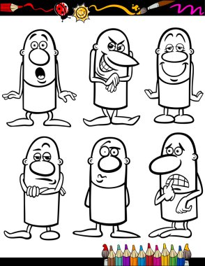 boyama kitabı için karikatür duygular ayarla