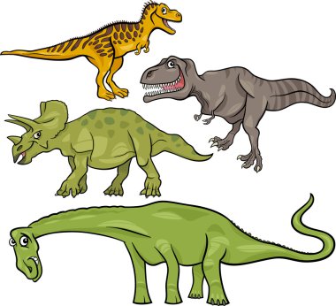 prehistoric dinosaurs cartoon set clipart