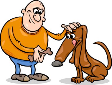adam ve köpeği karikatür çizimi