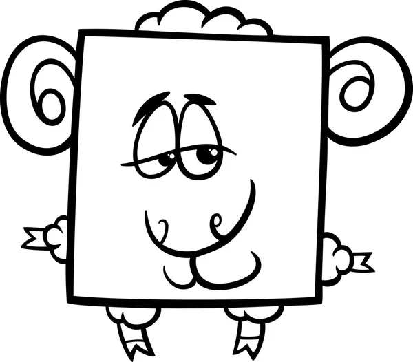 Square ram cartoon coloring page — Stock Vector