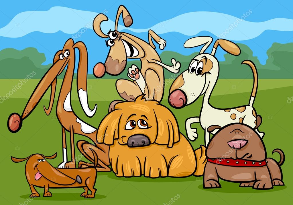面白い犬グループ漫画イラスト ストックベクター C Izakowski 面白い犬グループ漫画イラスト ストックベクター C Izakowski