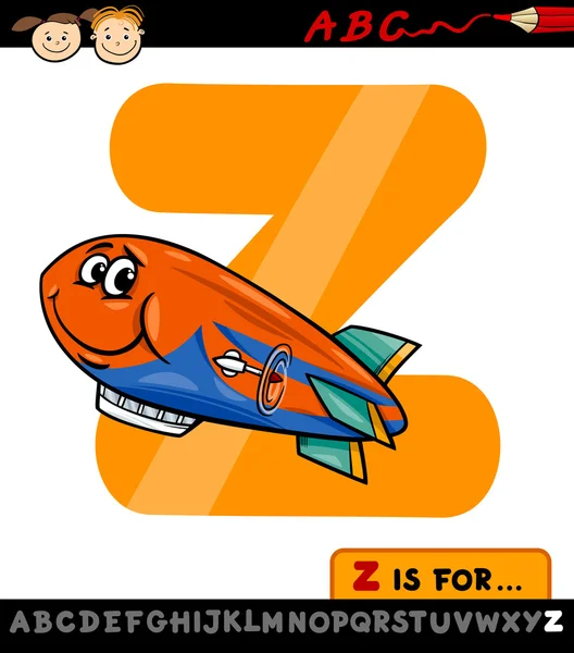 Letter z with zeppelin cartoon illustration — Stock Vector