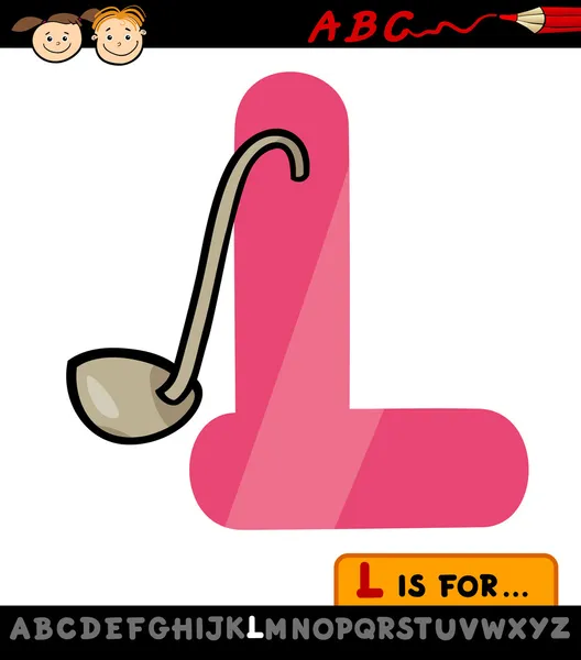 Letter l with ladle cartoon illustration — Stock Vector