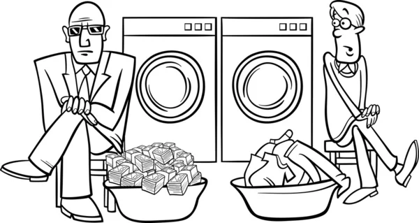 Pénz pénzmosás elleni cartoon illusztráció — Stock Vector
